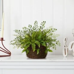 Artificial Mixed Fern With Twig And Moss Basket -AFLORAL ONLINE STORE nearly natural artificial branches stems 4846 31 1000