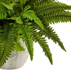Indoor Boston Artificial Fern In White Planter -AFLORAL ONLINE STORE nearly natural artificial ferns 6308 4f 1000