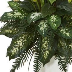 Mixed River Fern And Dogtail Artificial Plant In White Tower Planter -AFLORAL ONLINE STORE nearly natural artificial ferns 6382 4f 1000
