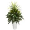 Mixed River Fern And Dogtail Artificial Plant In White Tower Planter -AFLORAL ONLINE STORE nearly natural artificial ferns 6382 64 1000