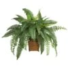 23 In. Artificial Boston Fern Silk Plant With Wicker Basket -AFLORAL ONLINE STORE nearly natural artificial ferns 6549 64 1000