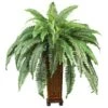 33 In. Artificial Boston Fern Silk Plant With Decorative Vase -AFLORAL ONLINE STORE nearly natural artificial ferns 6553 64 1000