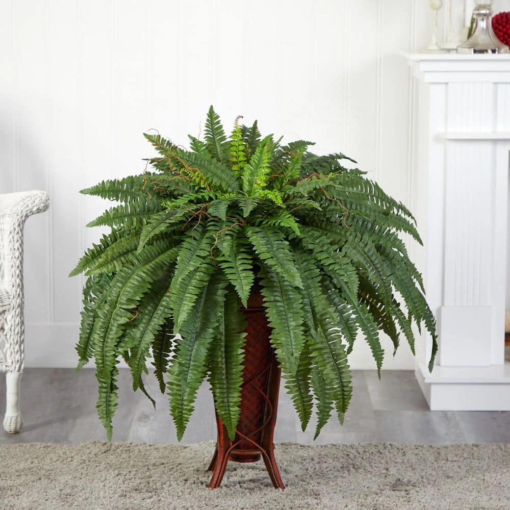 38 In. Artificial H Green Boston Fern With Stand Silk Plant 6 38 In. Artificial H Green Boston Fern With Stand Silk Plant - Image 4