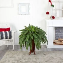 38 In. Artificial H Green Boston Fern With Stand Silk Plant 11 38 In. Artificial H Green Boston Fern With Stand Silk Plant -AFLORAL ONLINE STORE nearly natural artificial ferns 6627 31 1000