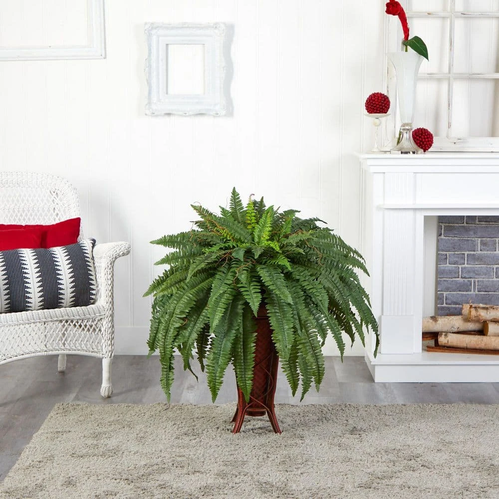 38 In. Artificial H Green Boston Fern With Stand Silk Plant 7 38 In. Artificial H Green Boston Fern With Stand Silk Plant - Image 5