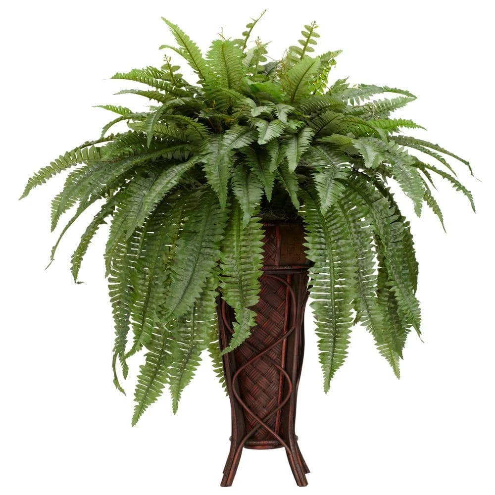 38 In. Artificial H Green Boston Fern With Stand Silk Plant 3 38 In. Artificial H Green Boston Fern With Stand Silk Plant