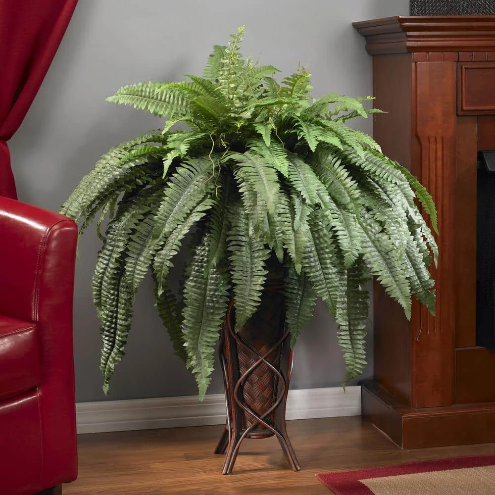 38 In. Artificial H Green Boston Fern With Stand Silk Plant 4 38 In. Artificial H Green Boston Fern With Stand Silk Plant - Image 2