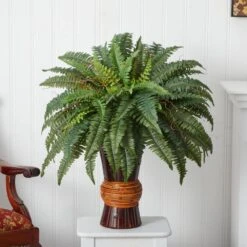 33 In. H Boston Fern With Bamboo Vase Artificial Plant 7 33 In. H Boston Fern With Bamboo Vase Artificial Plant -AFLORAL ONLINE STORE nearly natural artificial ferns 6628 31 1000