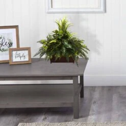 Artificial Mixed Grass And River Fern With Wood Planter -AFLORAL ONLINE STORE nearly natural artificial ferns 6792 31 1000