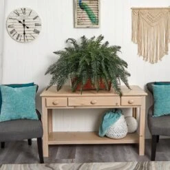 Artificial River Fern With Wood Planter -AFLORAL ONLINE STORE nearly natural artificial ferns 6804 31 1000