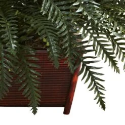 Artificial River Fern With Wood Planter -AFLORAL ONLINE STORE nearly natural artificial ferns 6804 4f 1000