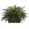 Artificial River Fern With Wood Planter -AFLORAL ONLINE STORE nearly natural artificial ferns 6804 64 1000