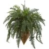 Artificial Giant River Fern With Cone Hanging Basket -AFLORAL ONLINE STORE nearly natural artificial ferns 6871 64 1000