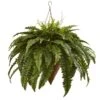Artificial Giant Boston Fern With Cone Hanging Basket -AFLORAL ONLINE STORE nearly natural artificial ferns 6872 64 1000