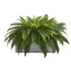 Indoor Boston Fern Artificial Plant In Stone Planter