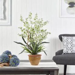 26 In. Artificial Dancing Lady Silk Orchid Arrangement In Green -AFLORAL ONLINE STORE nearly natural artificial flowers 1005 gr 4f 1000