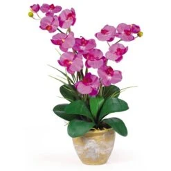 25 In. Artificial Double Phalaenopsis Silk Orchid Flower Arrangement In Orchid -AFLORAL ONLINE STORE nearly natural artificial flowers 1026 or 31 1000
