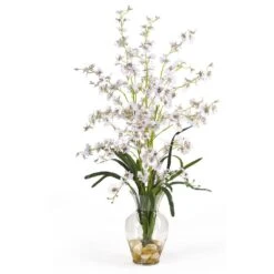 31 In. Artificial Dancing Lady Liquid Illusion Silk Flower Arrangement In White
