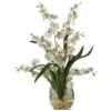 19 In. Artificial Dancing Lady Orchid Liquid Illusion Silk Flower Arrangement In White -AFLORAL ONLINE STORE nearly natural artificial flowers 1119 wh 64 1000