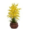 30 In. Artificial H Yellow Dancing Lady Silk Flower Arrangement