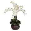 31 In. Artificial H Cream Phalaenopsis With Decorative Vase Silk Flower Arrangement -AFLORAL ONLINE STORE nearly natural artificial flowers 1211 cr 64 1000