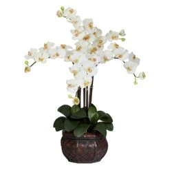 31 In. Artificial H Cream Phalaenopsis With Decorative Vase Silk Flower Arrangement