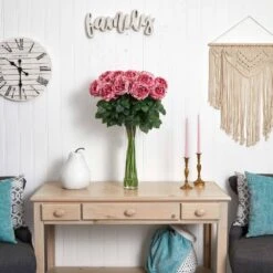 31 In. Artificial H Pink Fancy Rose Silk Flower Arrangement -AFLORAL ONLINE STORE nearly natural artificial flowers 1219 pk 31 1000