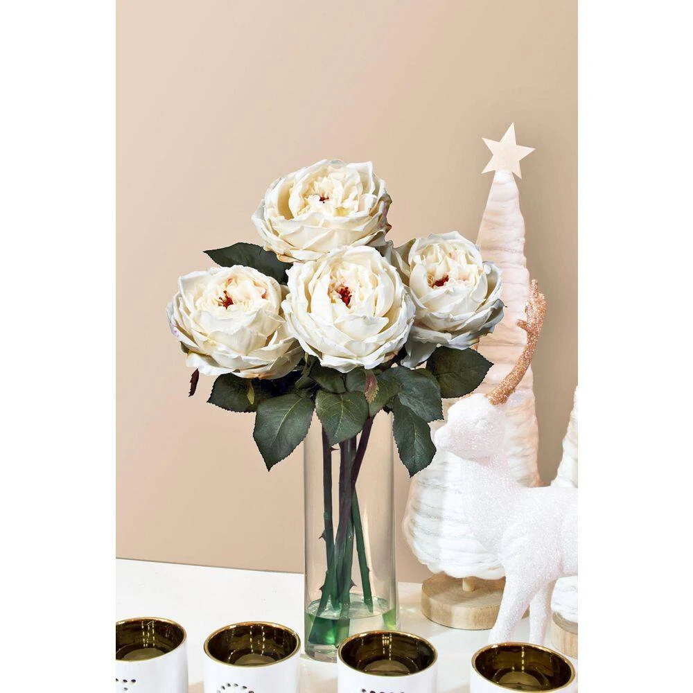 18 In. Artificial H White Fancy Rose With Cylinder Vase Silk Flower Arrangement 9 18 In. Artificial H White Fancy Rose With Cylinder Vase Silk Flower Arrangement - Image 7