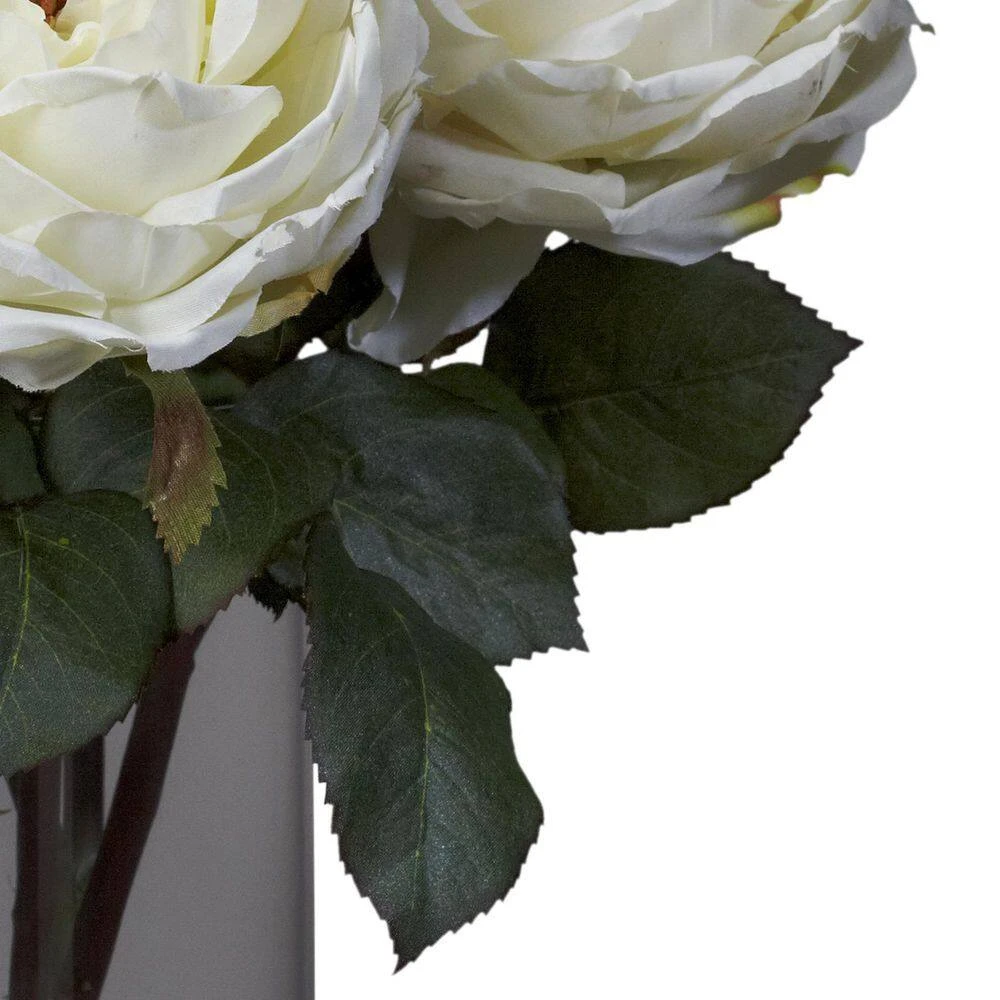 18 In. Artificial H White Fancy Rose With Cylinder Vase Silk Flower Arrangement 6 18 In. Artificial H White Fancy Rose With Cylinder Vase Silk Flower Arrangement - Image 4