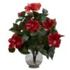 17 In. Artificial H Red Hibiscus With Fluted Vase Silk Flower Arrangement 2 17 In. Artificial H Red Hibiscus With Fluted Vase Silk Flower Arrangement -AFLORAL ONLINE STORE nearly natural artificial flowers 1279 64 1000