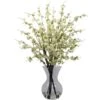 Cherry Blossoms With Vase Arrangement In White -AFLORAL ONLINE STORE nearly natural artificial flowers 1315 wh 64 1000
