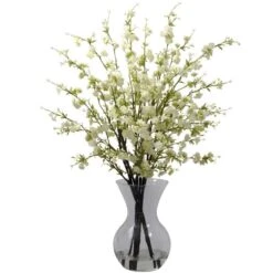 Cherry Blossoms With Vase Arrangement In White