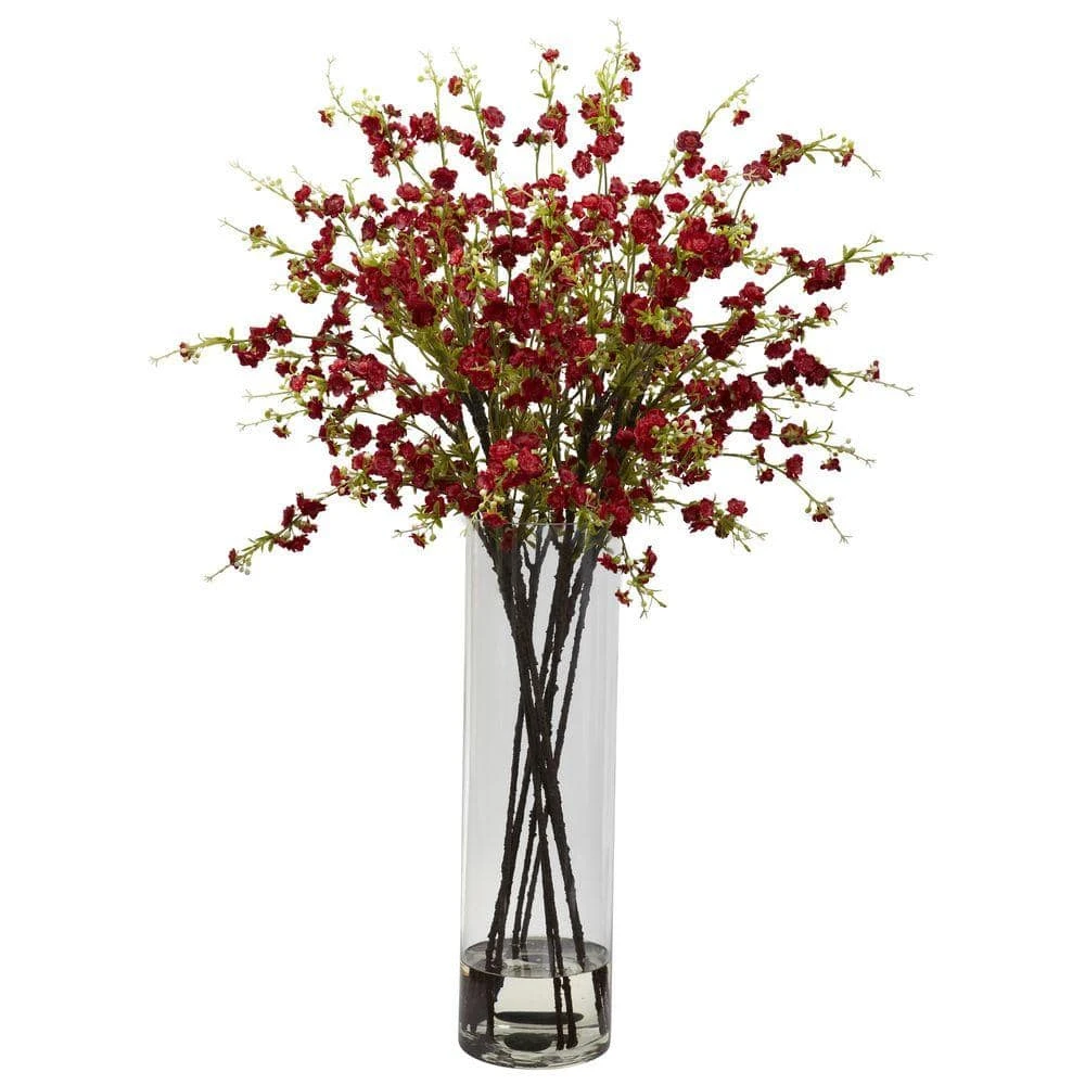 Giant Cherry Blossom Artificial Arrangement In Red 3 Giant Cherry Blossom Artificial Arrangement In Red
