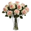 Artificial Blooming Roses With Vase In Light Pink 1 Artificial Blooming Roses With Vase In Light Pink -AFLORAL ONLINE STORE nearly natural artificial flowers 1328 lp 64 1000