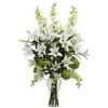 Artificial Lily, Delphinium And Hydrangea Silk Arrangement