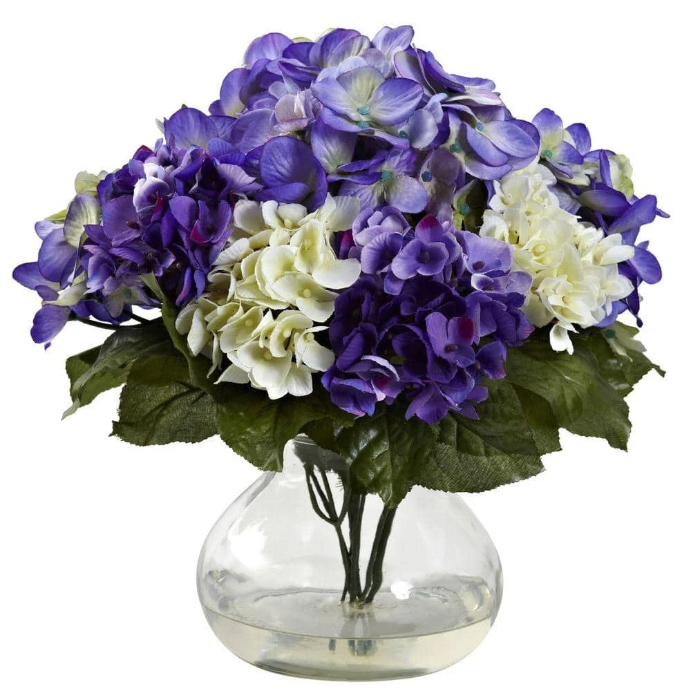 Mixed Artificial Hydrangea With Vase 3 Mixed Artificial Hydrangea With Vase