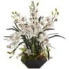 Artificial Cymbidium Orchid With Black Vase -AFLORAL ONLINE STORE nearly natural artificial flowers 1404 wh 64 1000