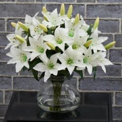 Artificial Large Lily Arrangement With Vase -AFLORAL ONLINE STORE nearly natural artificial flowers 1432 31 1000