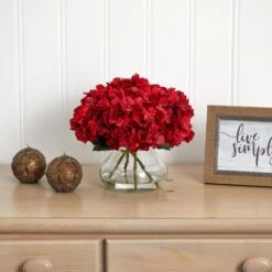 Artificial Red Hydrangea With Vase Silk Flower Arrangement -AFLORAL ONLINE STORE nearly natural artificial flowers 1441 31 1000