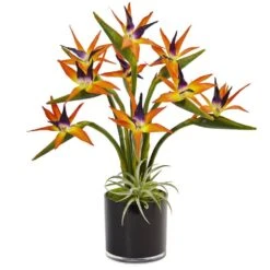 Indoor Bird Of Paradise Silk Artificial Arrangement In Black Glossy Cylinder 11 Indoor Bird Of Paradise Silk Artificial Arrangement In Black Glossy Cylinder -AFLORAL ONLINE STORE nearly natural artificial flowers 1466 66 1000
