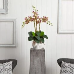 Indoor Phalaenopsis Orchid Silk Artificial Arrangement In White Vase -AFLORAL ONLINE STORE nearly natural artificial flowers 1489 31 1000