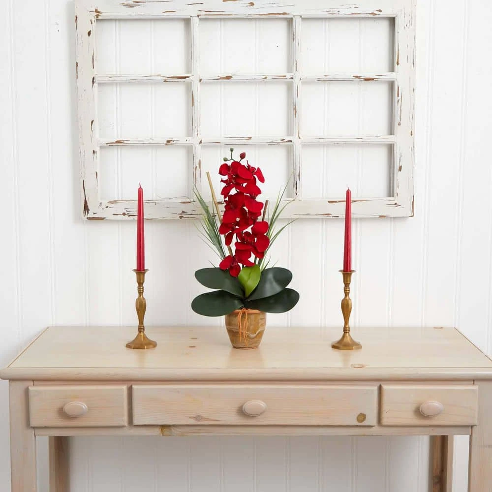 Phalaenopsis Orchid Silk Artificial Arrangement In Red 4 Phalaenopsis Orchid Silk Artificial Arrangement In Red - Image 2