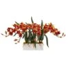 Indoor Cymbidium Artificial Arrangement In White Vase -AFLORAL ONLINE STORE nearly natural artificial flowers 1563 bg 64 1000