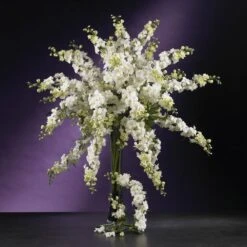 38.5 In. Artificial H White Delphinium Stem (Set Of 12) -AFLORAL ONLINE STORE nearly natural artificial flowers 2128 s12 wh 4f 1000