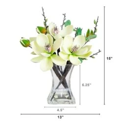 15 In. Artificial Magnolia Arrangement With Vase 12 15 In. Artificial Magnolia Arrangement With Vase -AFLORAL ONLINE STORE nearly natural artificial flowers 4534 wh 4f 1000