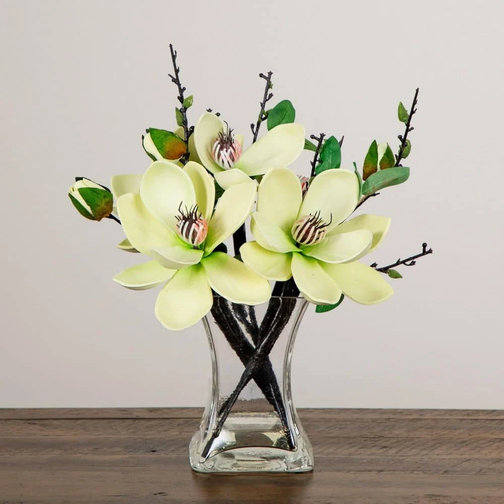 15 In. Artificial Magnolia Arrangement With Vase 9 15 In. Artificial Magnolia Arrangement With Vase - Image 7