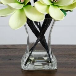15 In. Artificial Magnolia Arrangement With Vase 15 15 In. Artificial Magnolia Arrangement With Vase -AFLORAL ONLINE STORE nearly natural artificial flowers 4534 wh fa 1000