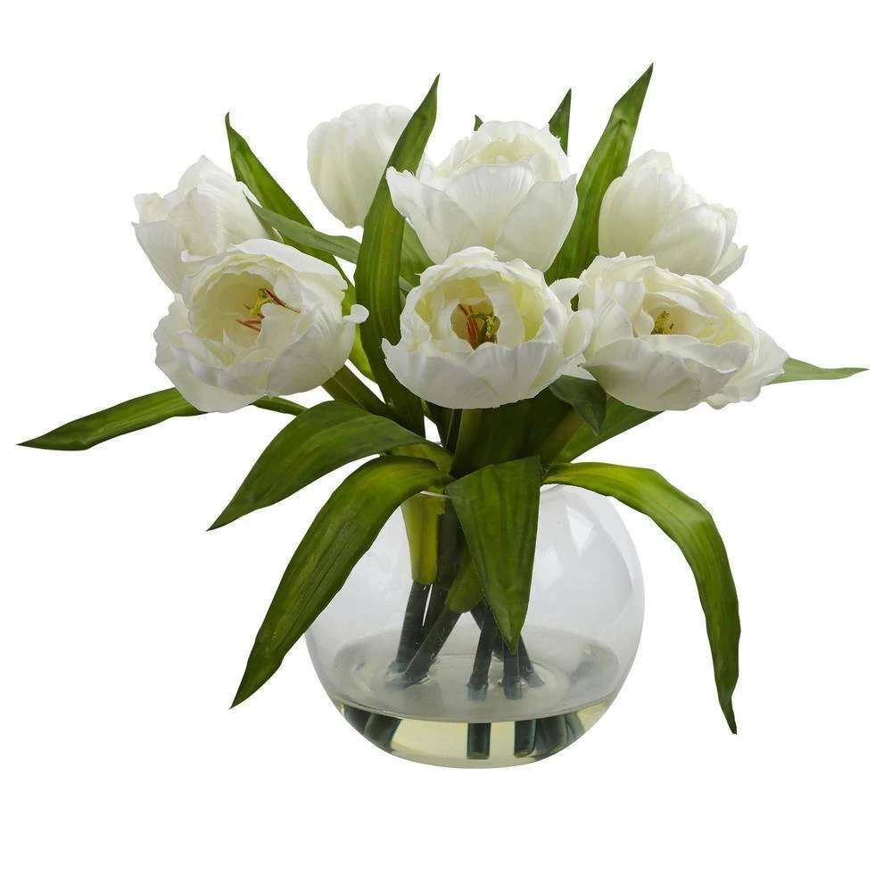11 In. Artificial Tulips Arrangement With Vase 4 11 In. Artificial Tulips Arrangement With Vase - Image 2