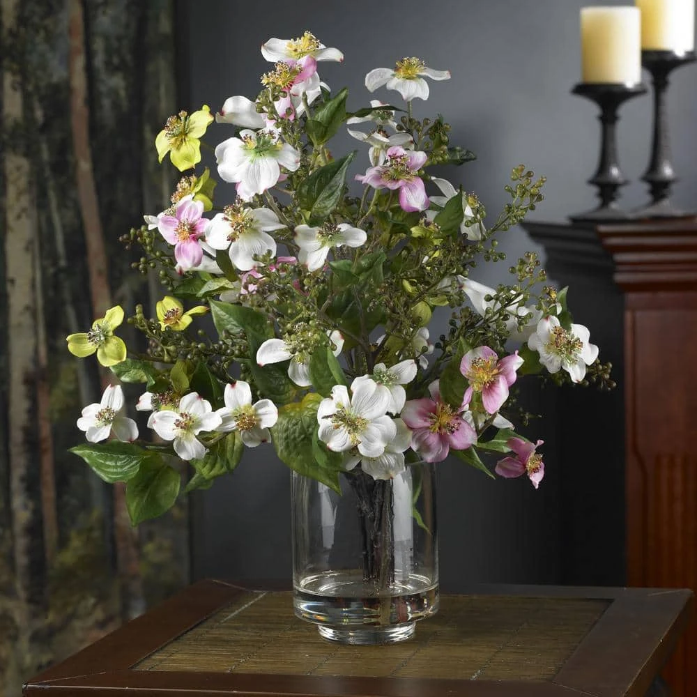 Dogwood Silk Flower Artificial Arrangement 4 Dogwood Silk Flower Artificial Arrangement - Image 2