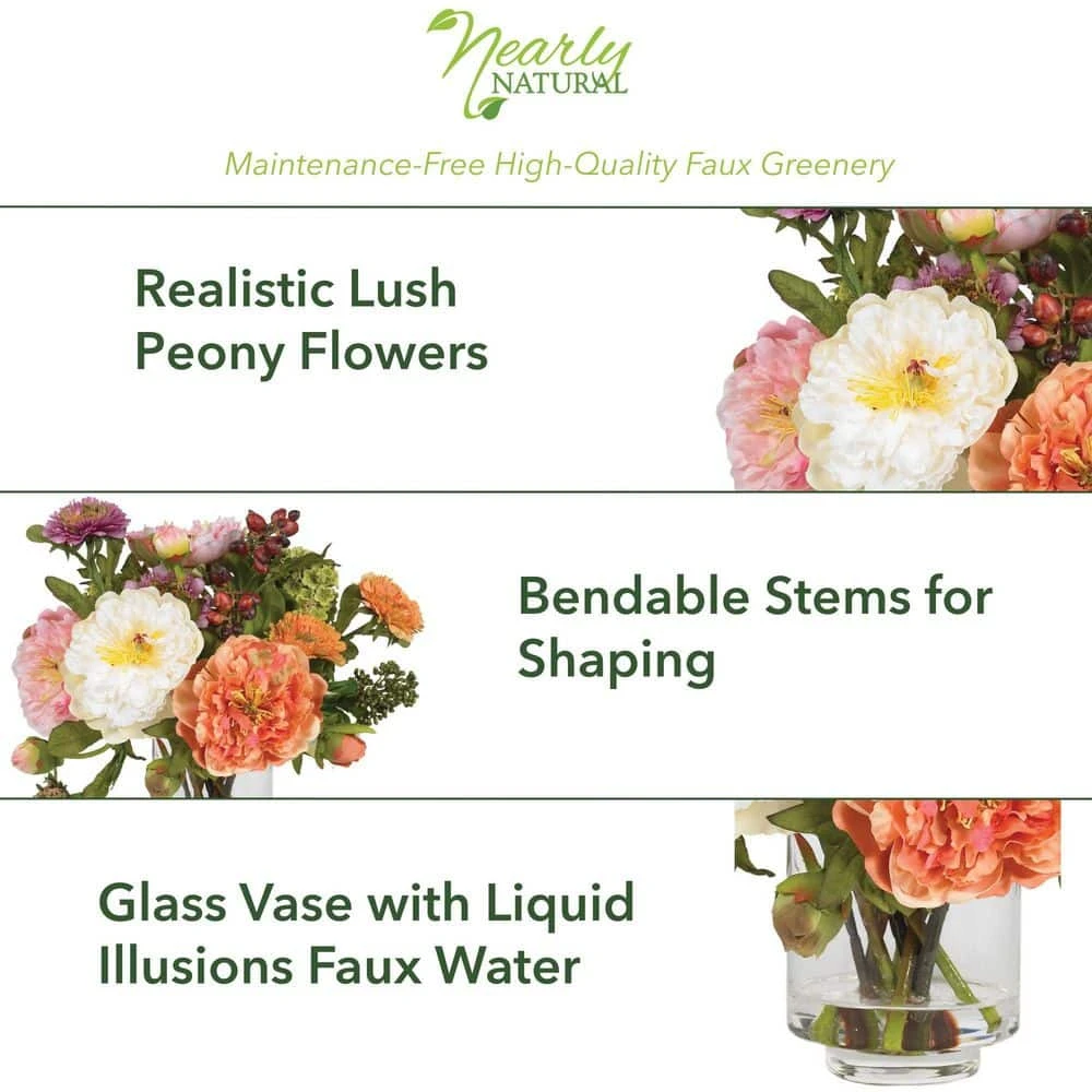 10 In. Artificial Peony Silk Arrangement 4 10 In. Artificial Peony Silk Arrangement - Image 2